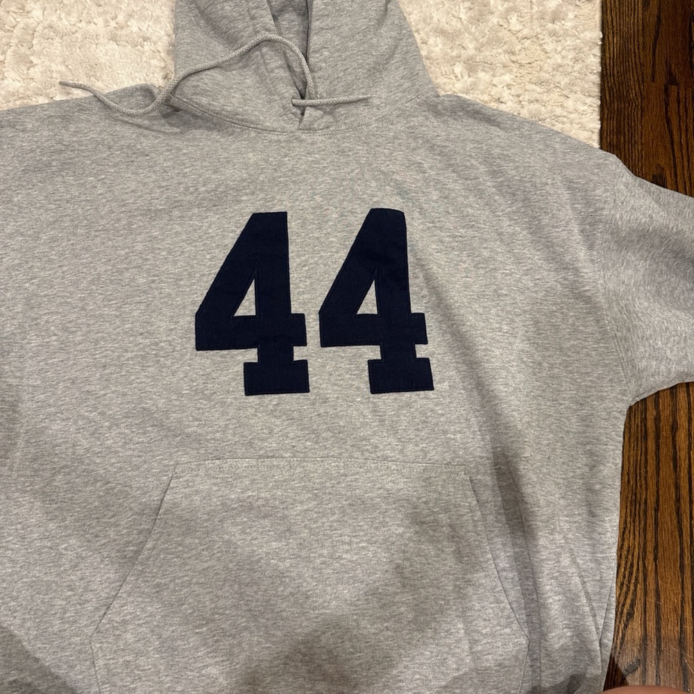 Gray Hoodie with Navy Number 44